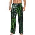thumbnail image 2 of Goofa Lush Foliage Green Plant Printed Soft Pajama Pants for Men, Wide Leg Comfy Casual Lounge Yoga Pants-Medium, 2 of 9