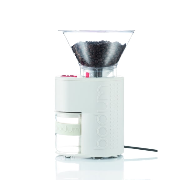Bodum Bistro Electric Coffee Burr Grinder, Stainless, White