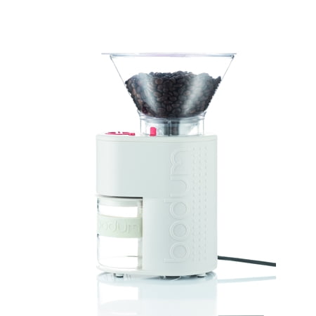 Bodum Bistro Electric Coffee Burr Grinder, Stainless, White