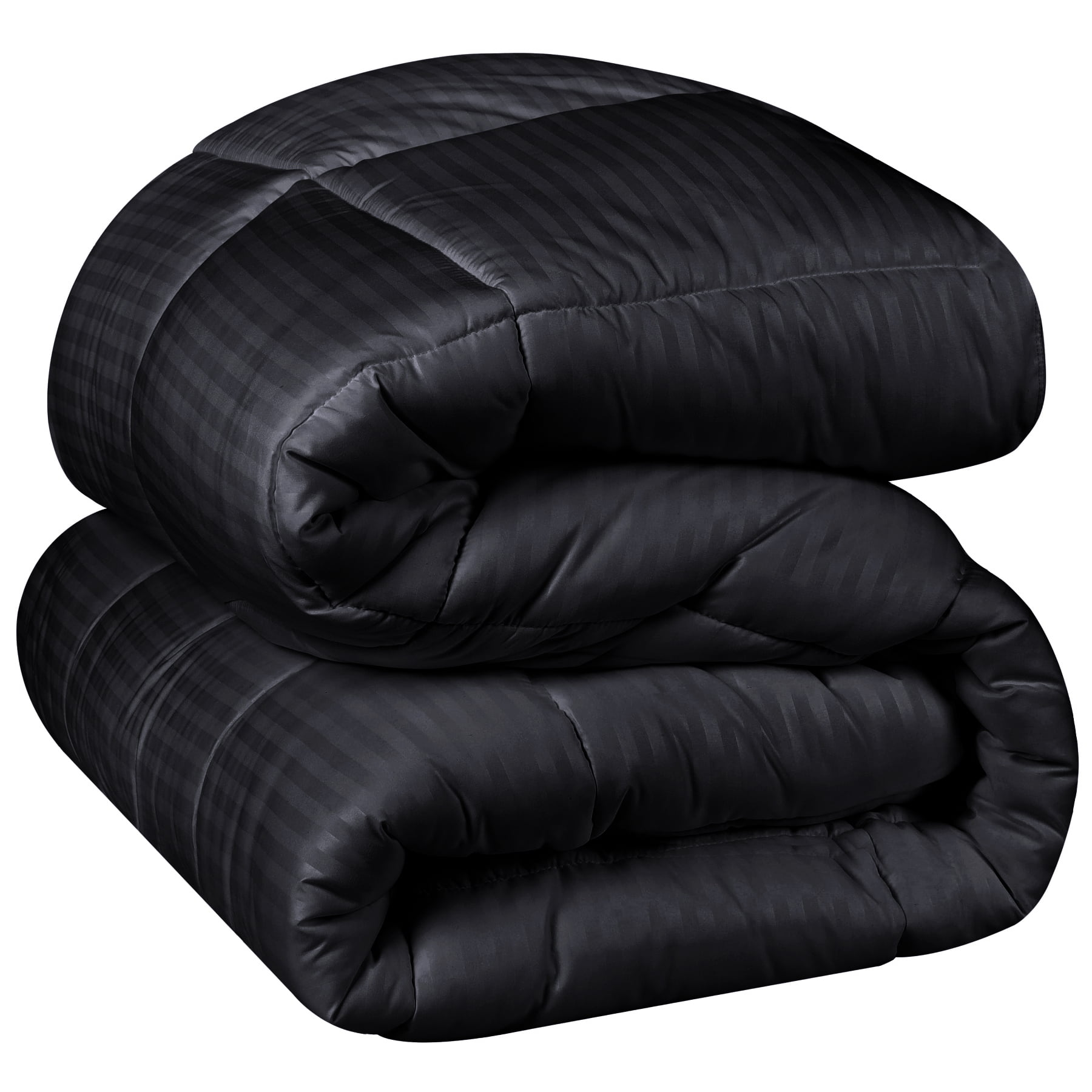 Superior Striped Down Alternative Comforter, King, Black