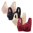 thumbnail image 1 of LOVZFMLL Bras for Women 4pc Woman's Comfortable Lace Breathable Bra Underwear No Rims Pink M, 1 of 9