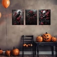 thumbnail image 5 of Framed Dark Gothic Canvas Wall Art Set of 3, Creepy Witchy Halloween Wall Decor Paintings, Crow and Skull Goth Aesthetic Posters Prints for Living Room Bedroom Bathroom Home Decor 12x16In, 5 of 6