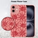 thumbnail image 5 of Funda de teléfono MZELQ para iPhone 16 de silicona negra con estampado floral, 5 of 6