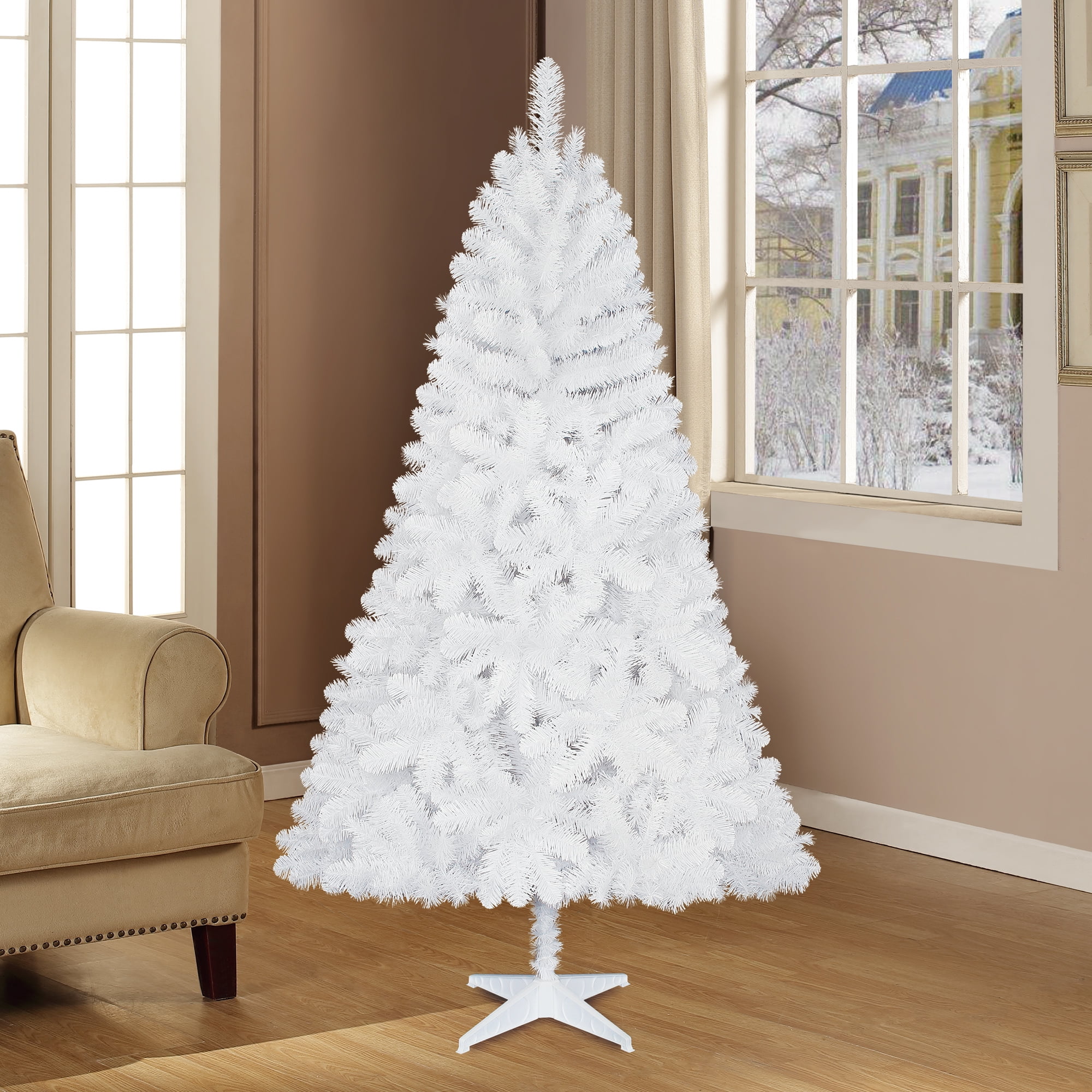 Holiday Time Unlit Spruce Christmas Tree 6.5 ft, White - Walmart.com