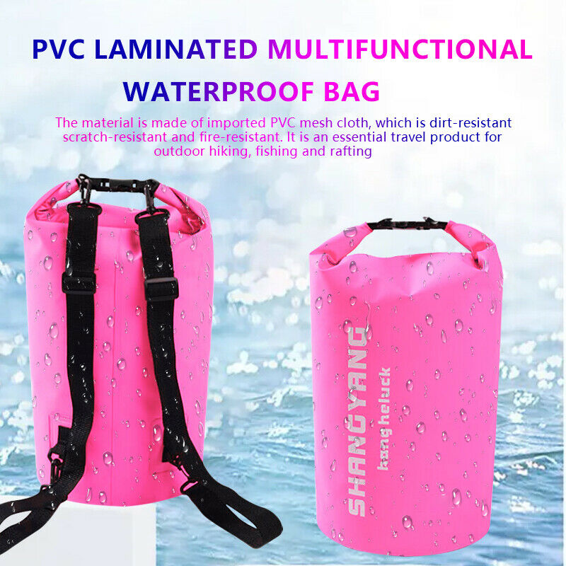 Waterproof Dry Bag - Soatuto Water Resistant Roll Top Dry Compression Sack Keeps Gear Dry for Kayaking, Beach, Rafting, Boating, Hiking, Camping and Fishing Waterproof Dry Bag - 15L / Pink - image 2 of 7