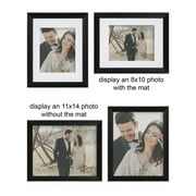 Mainstays 11x14 Picture Frame with Black Matte for 8x10 Photos Traditional Gallery Wall Frame
