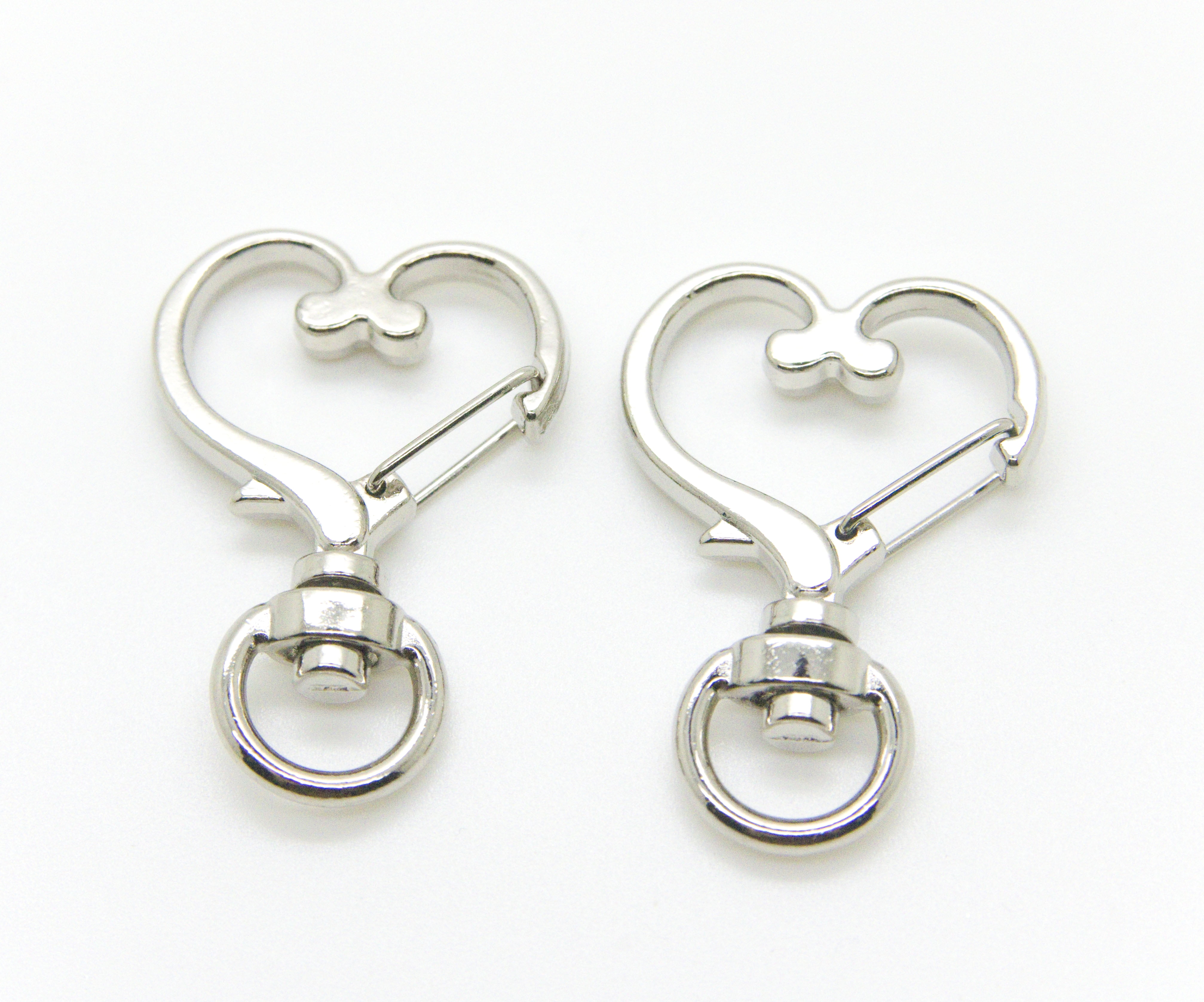 Pack of 100 Metal Heart Shaped Spring Snap Keychain Clip Hanging Buckle Key Ring DIY Craft Key Chains Accessories