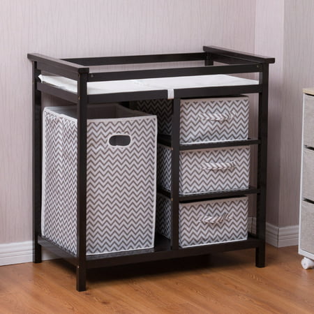 Costway Infant Baby Changing Table w/3 Basket Hamper Diaper Storage (Best Baby Nursery Furniture)