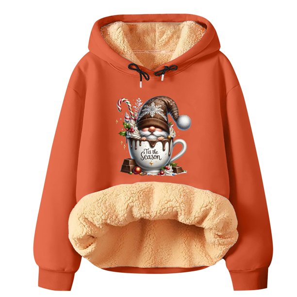 WILLBEST Sudadera Oversize para Mujer, Estilo Navideño, Invierno, Gruesa, Cálida, Colorida, con Capucha, Talla 469 Grande