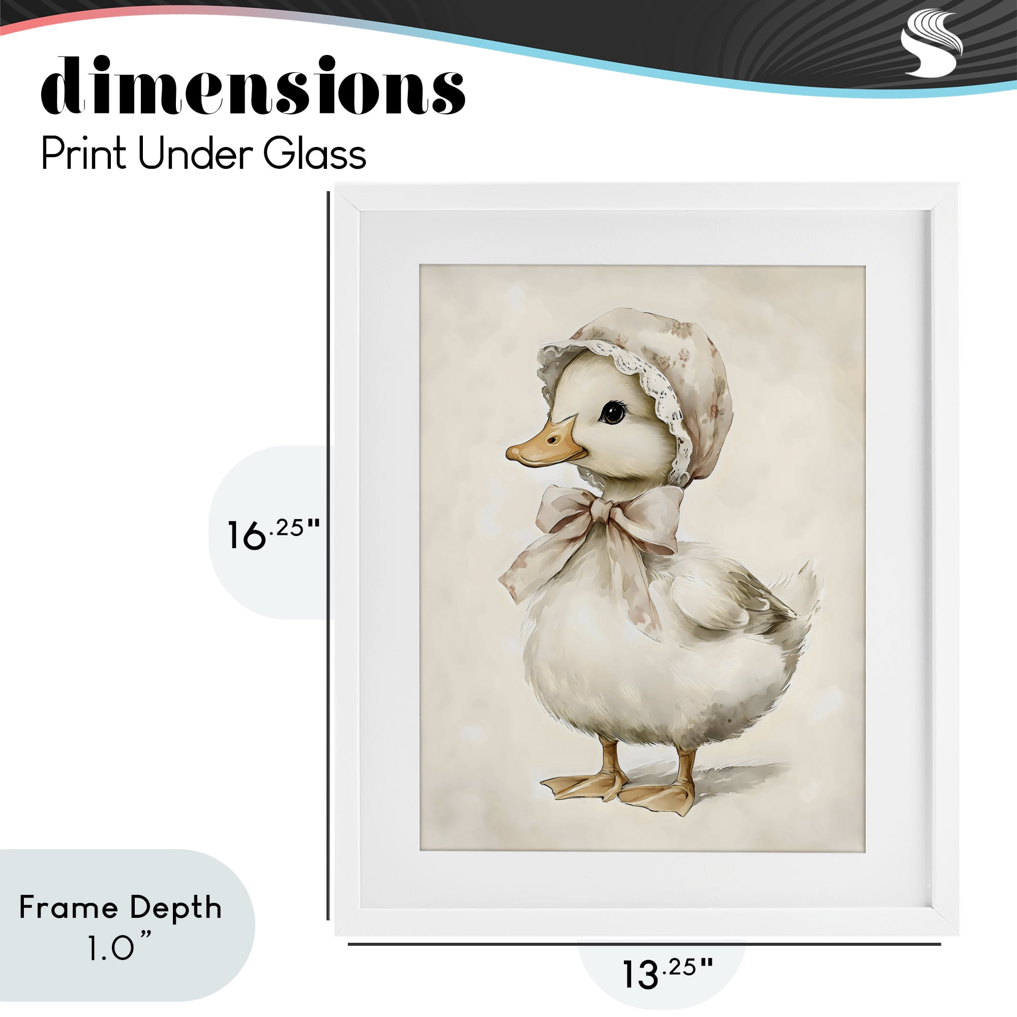 Stupell Industries Duck Wearing Bonnet White Framed Print Under Glass, design by Arlington Prints