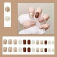 thumbnail image 5 of 24PCS Red-Brown Gel Press on Nails Set for Women,Reusable Short & Medium Square Fake Nails Acrylic Shine Glossy Nature Stick on Nails for Office Daily Work Wedding,Handmade Full Nail Wrap Gift, 5 of 10