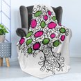 thumbnail image 4 of Tree of Life Soft Flannel Fleece Blanket, Ornate Tree with Curving Roots and Branches Colored Fruits Growing Home, Cozy Plush for Indoor and Outdoor Use, 50" x 70", Pink Green Black, by Ambesonne, 4 of 5