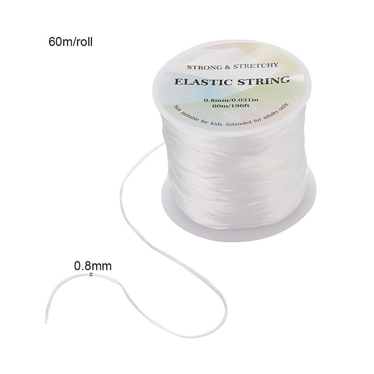 1Roll Flat Elastic Crystal String Elastic Beading Thread for Stretch Bracelet Making White 0 8mm about 65 61 yards 60m roll