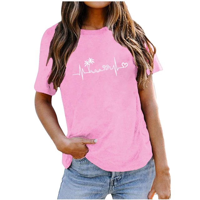 Birdeem T-Shirt Imprimé Mode pour Femmes Manches Courtes Blouse Col Rond Hauts Décontractés