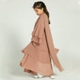 thumbnail image 6 of IBTOM CASTLE Kids Girls Muslim Abaya Dress Long Sleeve Chiffon Islamic Kaftan Robe Open Front Cardigan Prayer Dress with Hijab 13-14 Years Brown, 6 of 8