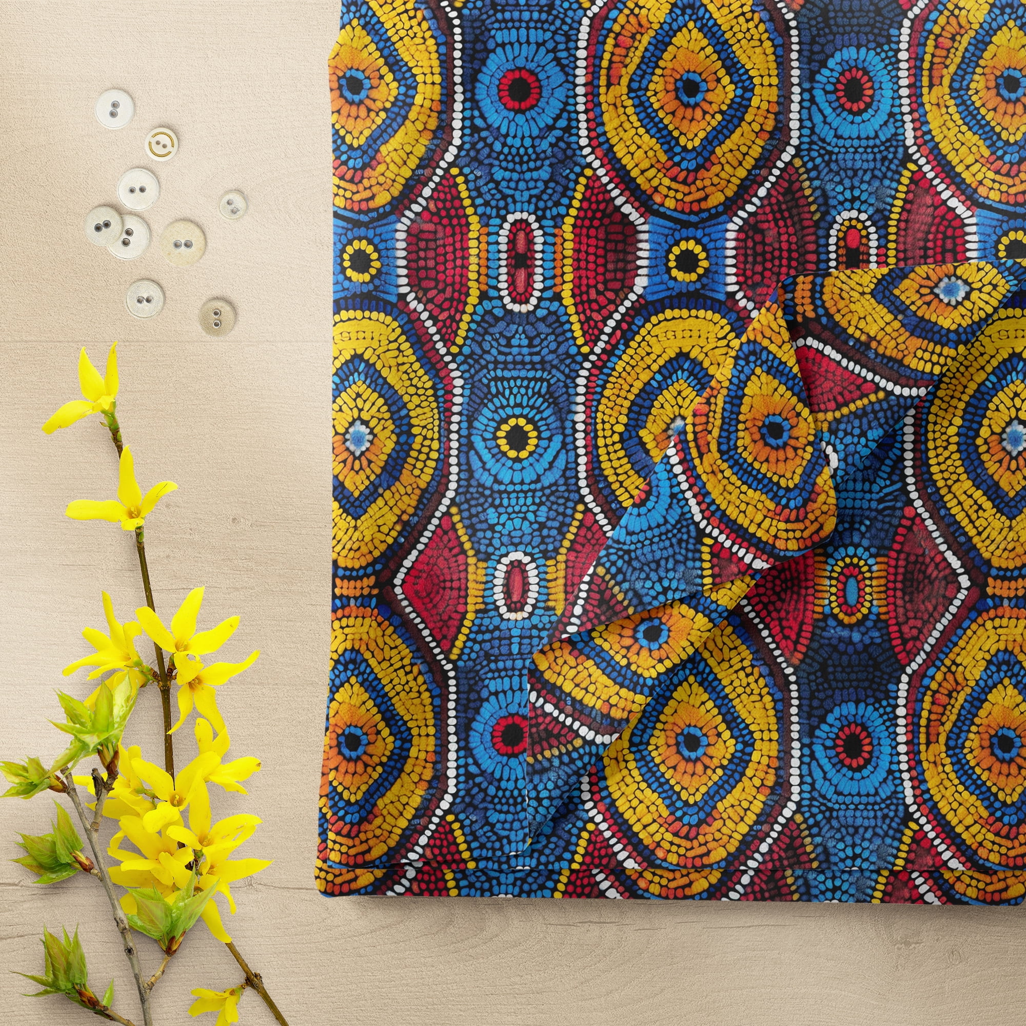 1 Yard 100% Cotton Masai Bead 2, Multi-color, 44" Wide for Quilting & Sewing by David Textiles