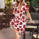 thumbnail image 3 of Fotbe Cartoon Ladybug Vestido Largo de Moda para Mujer, Vestido Tipo Camiseta con Manga Corta y Estilo Casual a Rayas y Bloques de Color, 3 of 6