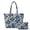Blue-Flower, variant on Floral Stars Print Quilted Bag for Women Zippered Shoulder Bags with Makeup Pouch Lightweight Quilted Tote Bag Set for Travel Shopping
