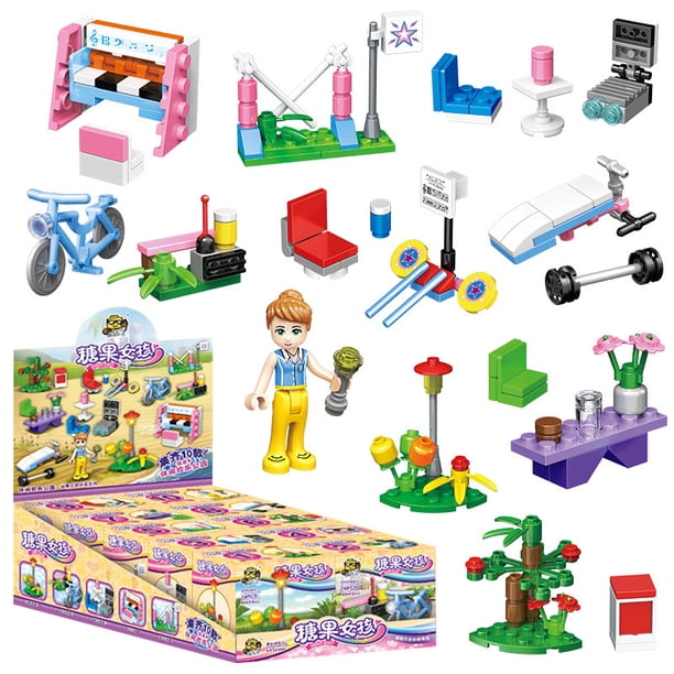 Juguete de bloques de construcción para niños, ensamblaje de partículas pequeñas, parque infantil, 10 cajas (Xiaomingxing 52044), caja