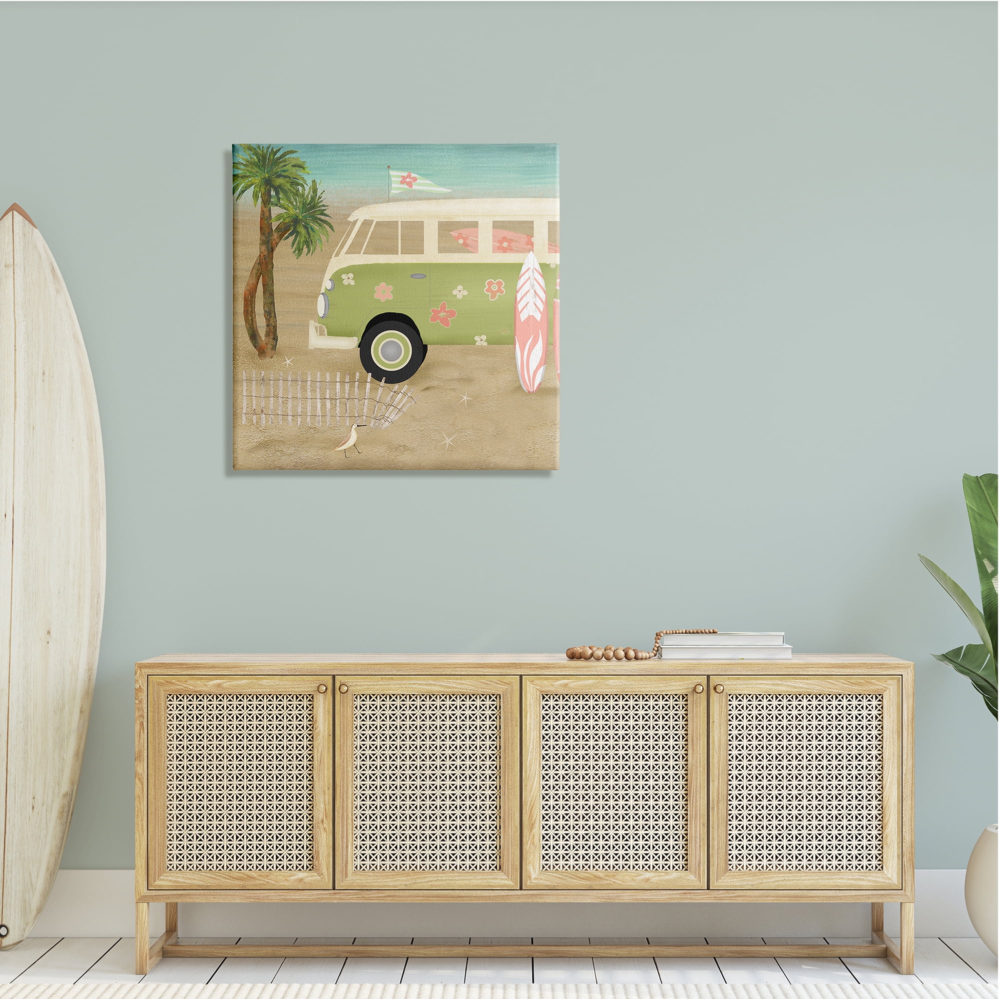 Stupell Industries Hippy Travel Van Beach Chair Picnic Ocean Scenery,30 x 30, Design by Beth Albert