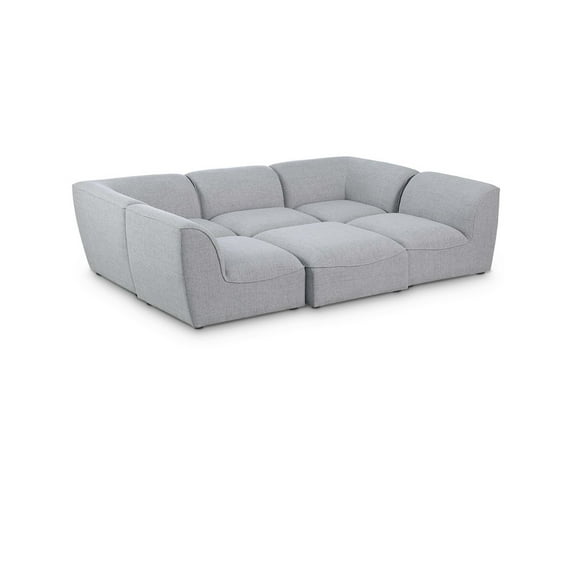 Meridian Furniture Miramar Grey Durable Linen Textured Modular Sectional