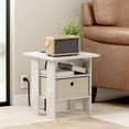 thumbnail image 2 of Furinno Andrey Side Table, Charging Station End Table with Storage Bin, Night Stand, Bedside Table with USB and Type-C Charging Port, for Living Room, Bedroom, Light Marble/Ivory, 2 of 5