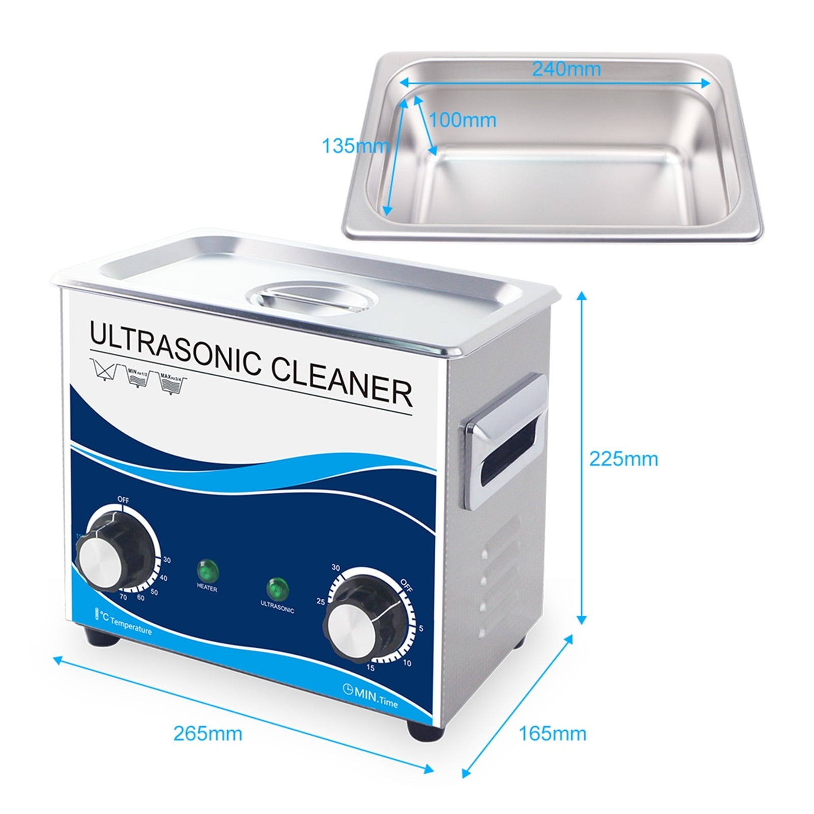 3L Ultrasonic Cleaner 180W Powerful Temperature Knob 40khz Spare Parts Oil Rust Removal Surgical Clinic Dental Tools ,Strong Cleaning