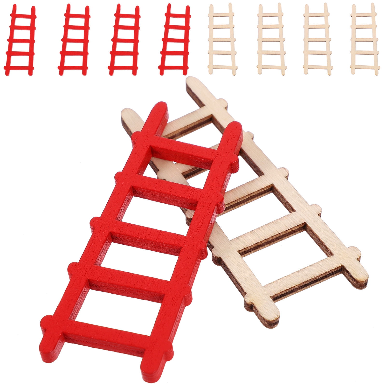 COMPUKAS 10Pcs Miniature Ladder for Miniature House Accessories Indoor Decor Wooden