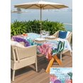 thumbnail image 5 of Outdoor Tablecloth with Umbrella Hole for Patio/Picnic/Party/Camping, Coastal Coral Waterproof Table Cloth Rectangle Table Cover Washable, Summer Underwater Seaweed Starfish Ombre Blue (54"x 80"), 5 of 8