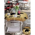 thumbnail image 6 of Outdoor Tablecloth with Umbrella Hole Zipper Black Bear Round Tablecloth 54" Waterproof Outside Table Cloth Vintage Animals Farmhouse Pine Brown Forest Patio Table Cover Tablecloths for Picnic Party, 6 of 8