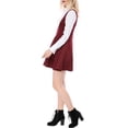 thumbnail image 5 of INSPIRE CHIC Women's Overall Dress Solid U Neck Button Decor Flared Hem S Red, 5 of 9