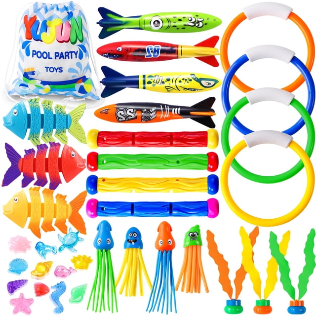 Juguetes de natación YUJUN, 35 unidades, para niños, con bolsa de almacenamiento