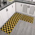 thumbnail image 2 of Yellow and Black Checkered Pattern Anti Fatigue Kitchen Rugs Set Of 2, Non Slip Washable Decorative Floor Mats for Kitchen Sink Laundry, 17"x30" and 17"x47", 2 of 6