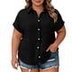 thumbnail image 1 of TaTaai Women's Plus Size Casual Shirt, Short Sleeve Button Down with Notch Collar, Patch Pocket Blouse for Everyday Wear Gift, 1 of 7