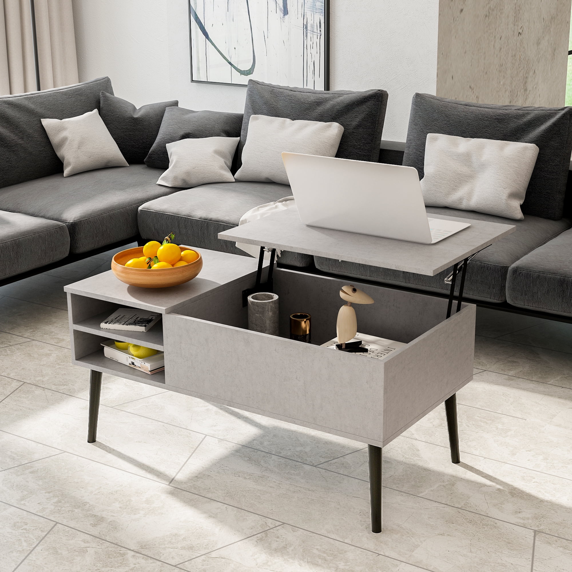 HOMEFORT Lift Top Coffee Table With Storage Shelf and Hidden ...