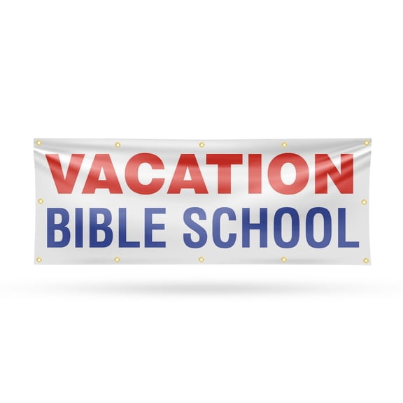 Vacation Bible School Banner Sign 48 Inch x 120 Inch | 13 oz Vinyl with Metal Grommets | Heavy-Duty Single-Sided Outdoor Durable Printed High-Quality Weatherproof | Made in the USA