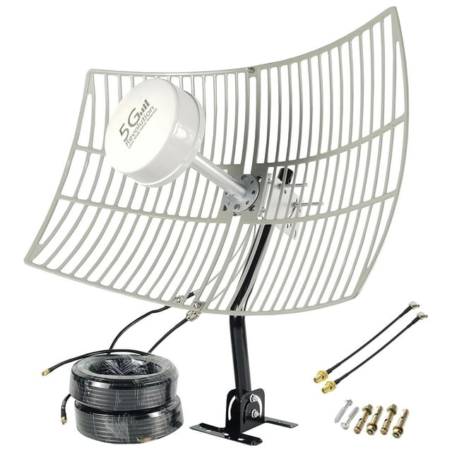 Antenne TV Extérieure, Ensemble avec Perche de Câble SMA TS9 (Trousse Complète), Portée de Réception 30 dBi, Neuf 1 Unité