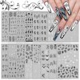 thumbnail image 1 of 16 Sheets Black White Nail Art Sticker, 3D Self-Adhesive Nail Decals, Retro Leaves Flowers Nail Design for Acrylic Nail DIY Decoration for Women Girls, 1 of 4