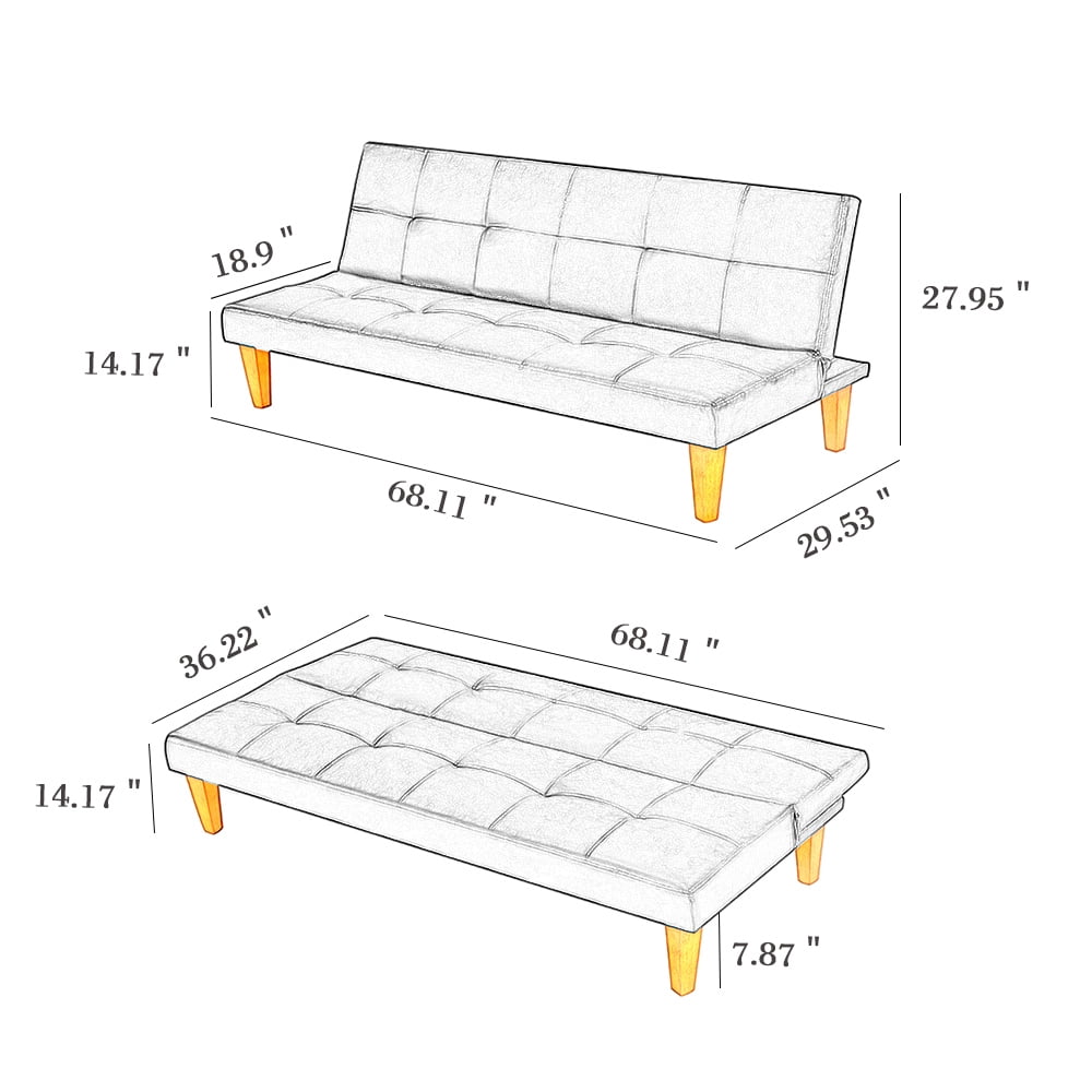 Kepooman Home PU Leather Convertible Folding Loveseat for Living Room, 68.11" * 29.53" * 27.95", Black Kepooman Home PU Leather Convertible Folding Loveseat for Living Room, 68.11" * 29.53" * 27.95", Black
