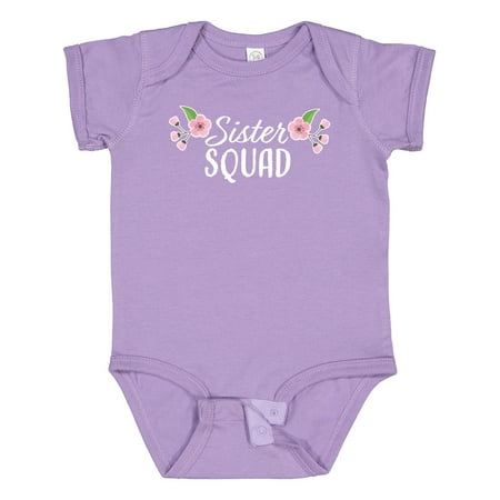 

Inktastic Sister Squad with Pink Flowers Gift Baby Boy or Baby Girl Bodysuit