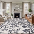 thumbnail image 2 of Spring Flowers Large Area Rugs for Bedroom Living Room, Soft Non Slip Carpet Bedside Rug, Farmhouse Dark Blue Pastoral Floral Leaf Rectangular Floor Cover Kitchen Accent Rug 8'x10' for Office, 2 of 9