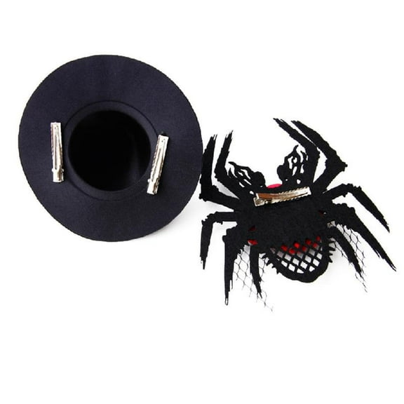 Yokua Dark Witch Hat Hair Clip Mesh Large Rose Halloween Headdress Hairpin