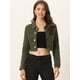 thumbnail image 3 of Chaqueta vaquera para mujer Chaqueta vaquera recortada lavada con botones deshilachados Verde Oliva XS, 3 of 6