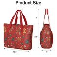 thumbnail image 3 of Tote Bag for Women - Red Christmas Gingerbread Man Pattern Shoulder Bag - Large Utility Work Duffle Bag with Zipper Handbag for Travel, Work, Sprots, 3 of 5