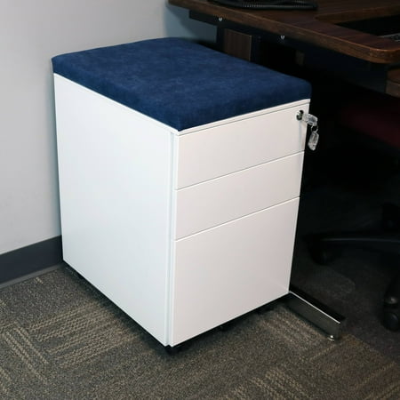 Casl Brands Rolling Mobile File Cabinet With Lock Cushion Seat