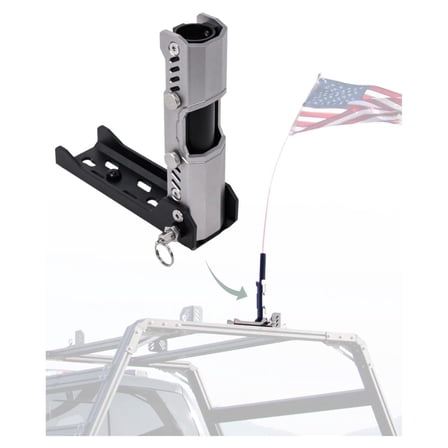 Patented Universal Foldable Truck Flag Pole Mount Fit for Truck with T-Slot Roof Rack, Basket Bed Rack. Outside House,Boat Black