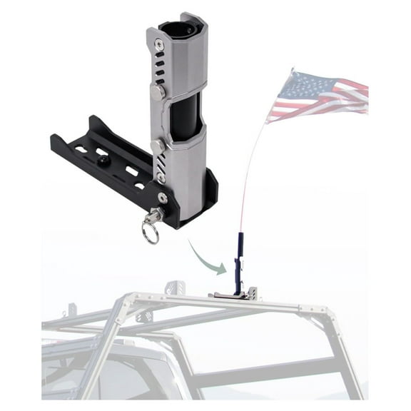 Patented Universal Foldable Truck Flag Pole Mount Fit for Truck with T-Slot Roof Rack, Basket Bed Rack. Outside House,Boat Black