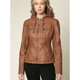 thumbnail image 2 of Made by Johnny Women's Removable Hoodie Motorcyle Jacket M CAMEL, 2 of 6