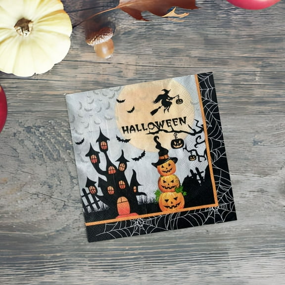 Halloween Party Supplies Halloween Tableware Sets Pumpkin Paper Plates and Napkins Witch Skeleton Cobweb Theme Dinnerware for Halloween Party Kitchen Dining Decorations Serve
