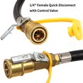 thumbnail image 4 of 24FT Quick-Connect RV Propane Hose with 1/4" Safety Shutoff Valve and 1/4" Male Full Flow Plug, Low Pressure Quick Disconnect Propane Hose with Elbow Adapter for 17" and 22" Blackstone Griddles, 4 of 5